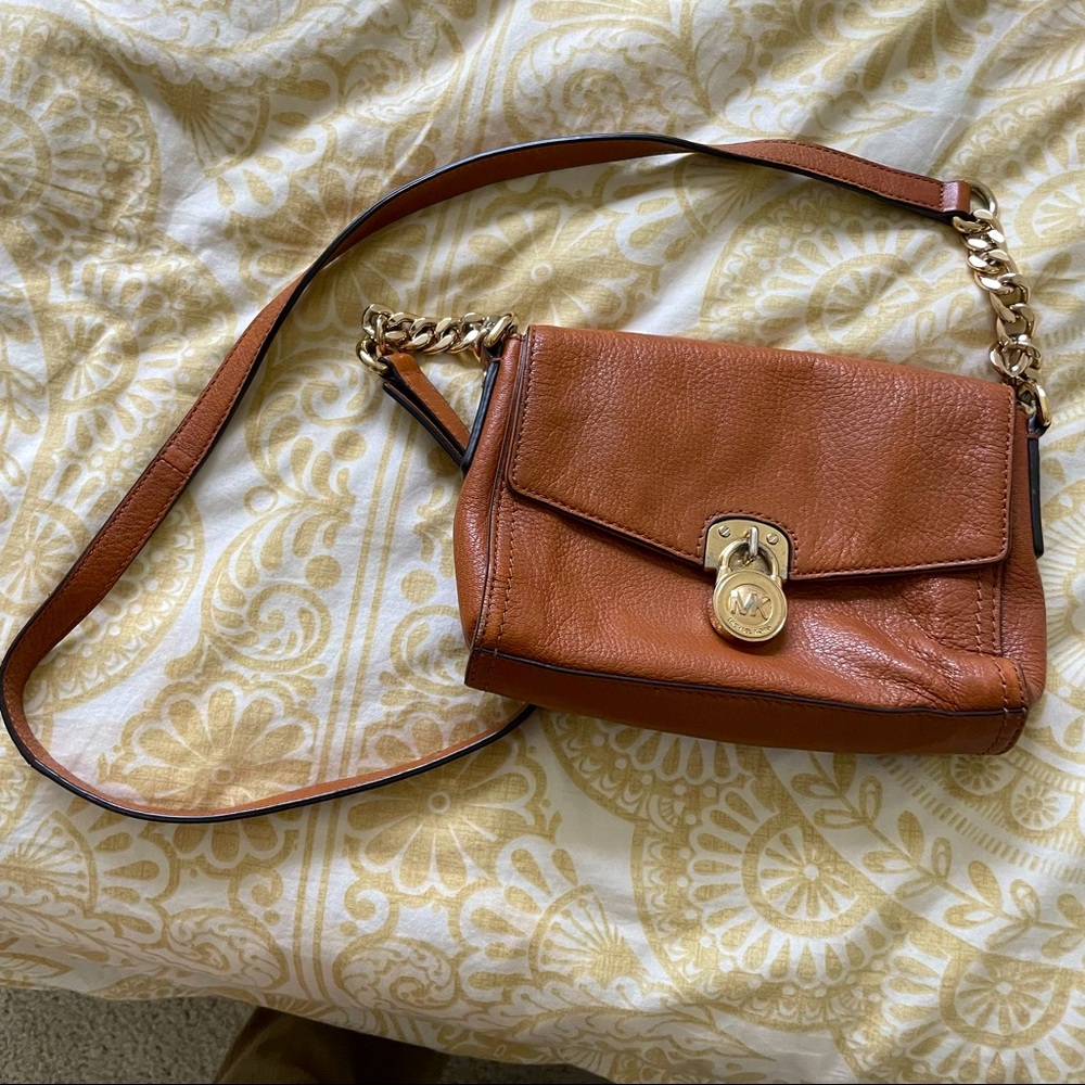 Michael Kors brown leather crossbody bag